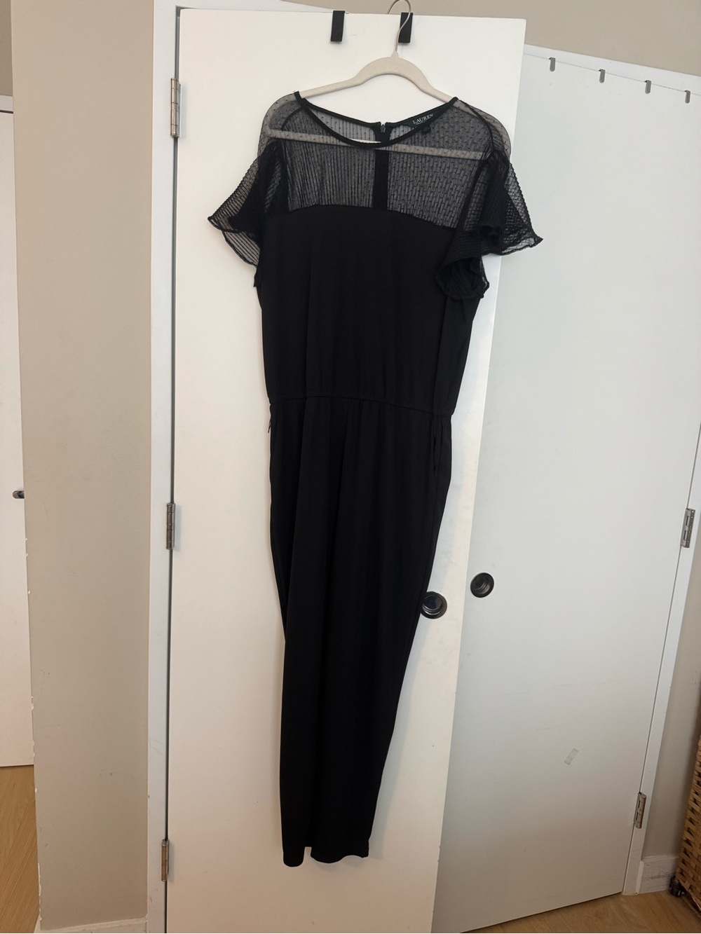 Ralph Lauren Black Long-Sleeve Mesh jumpsuit